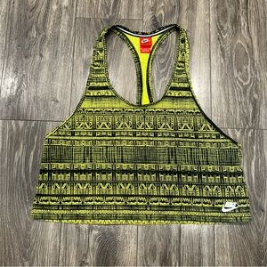 🍀 3/$30 Nike Neon Yellow and Black Tribal Print Cropped Tank Top